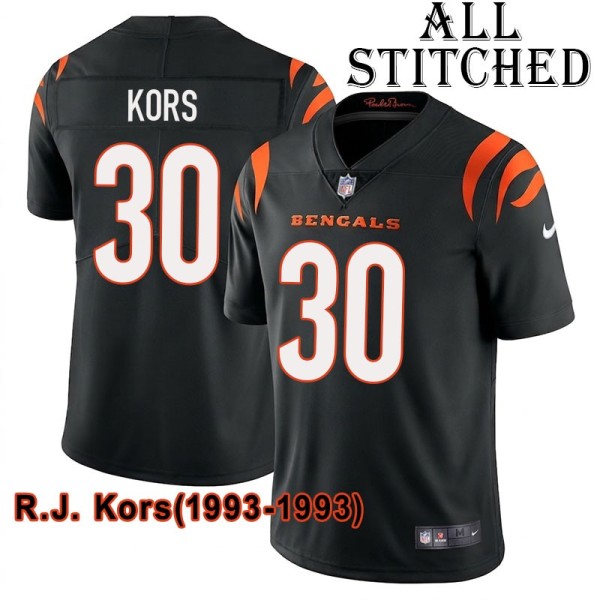 Black Home Embroidered R.J. Kors Cincinnati Bengals #30 Stitched Jersey