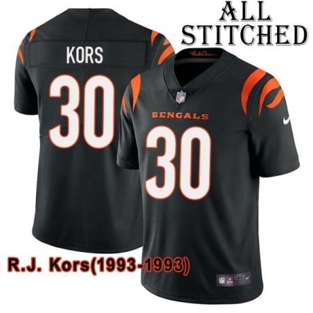 Black Home Embroidered R.J. Kors Cincinnati Bengals #30 Stitched Jersey