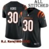 Black Home Embroidered R.J. Kors Cincinnati Bengals #30 Stitched Jersey