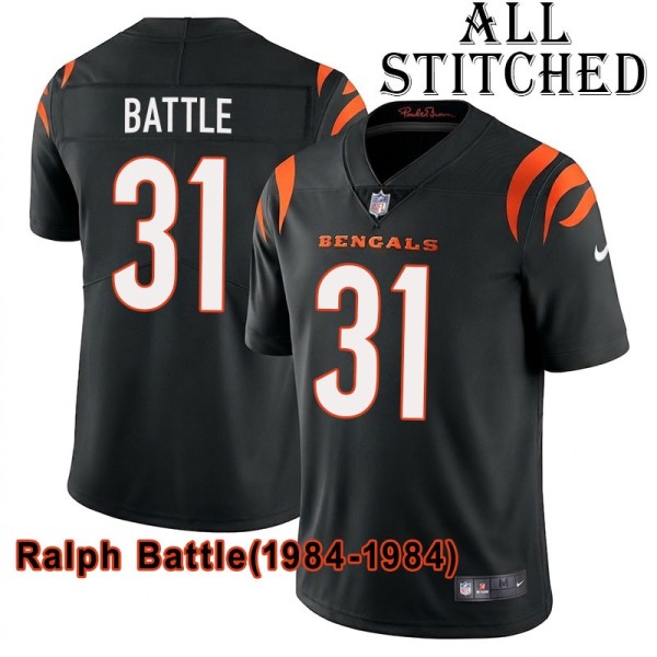 Black Home Embroidered Ralph Battle Cincinnati Bengals #31 Stitched Jersey