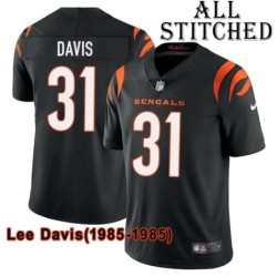 Black Home Embroidered Lee Davis Cincinnati Bengals #31 Stitched Jersey