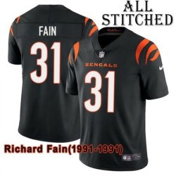 Black Home Embroidered Richard Fain Cincinnati Bengals #31 Stitched Jersey