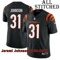Black Home Embroidered Jeremi Johnson Cincinnati Bengals #31 Stitched Jersey