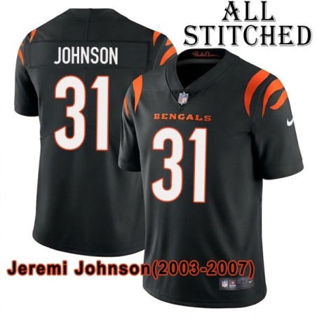 Black Home Embroidered Jeremi Johnson Cincinnati Bengals #31 Stitched Jersey