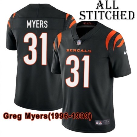 Black Home Embroidered Greg Myers Cincinnati Bengals #31 Stitched Jersey
