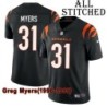 Black Home Embroidered Greg Myers Cincinnati Bengals #31 Stitched Jersey