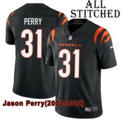 Black Home Embroidered Jason Perry Cincinnati Bengals #31 Stitched Jersey