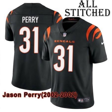 Black Home Embroidered Jason Perry Cincinnati Bengals #31 Stitched Jersey