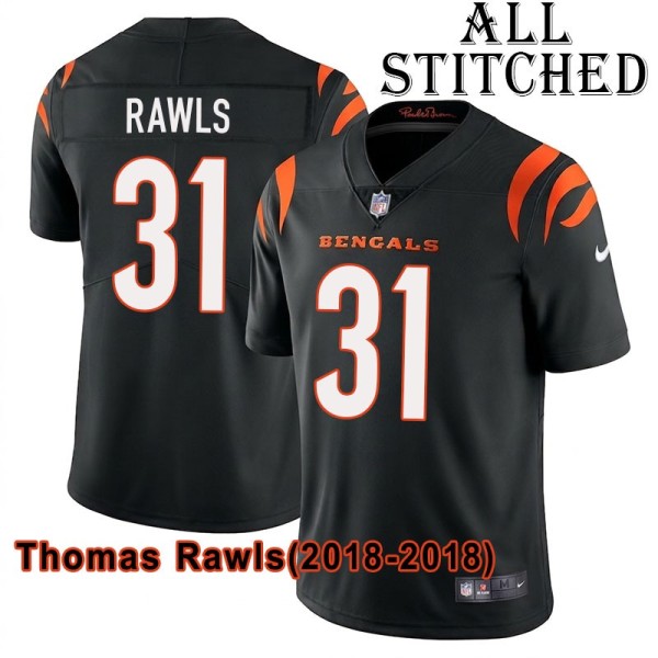 Black Home Embroidered Thomas Rawls Cincinnati Bengals #31 Stitched Jersey