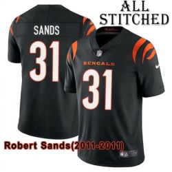 Black Home Embroidered Robert Sands Cincinnati Bengals #31 Stitched Jersey