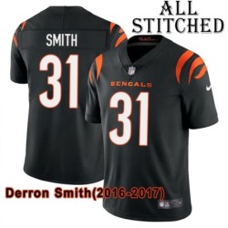 Black Home Embroidered Derron Smith Cincinnati Bengals #31 Stitched Jersey