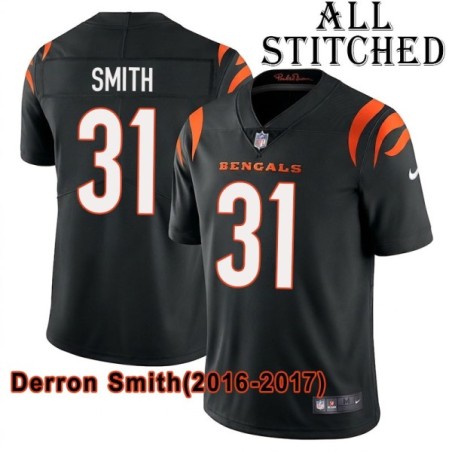 Black Home Embroidered Derron Smith Cincinnati Bengals #31 Stitched Jersey