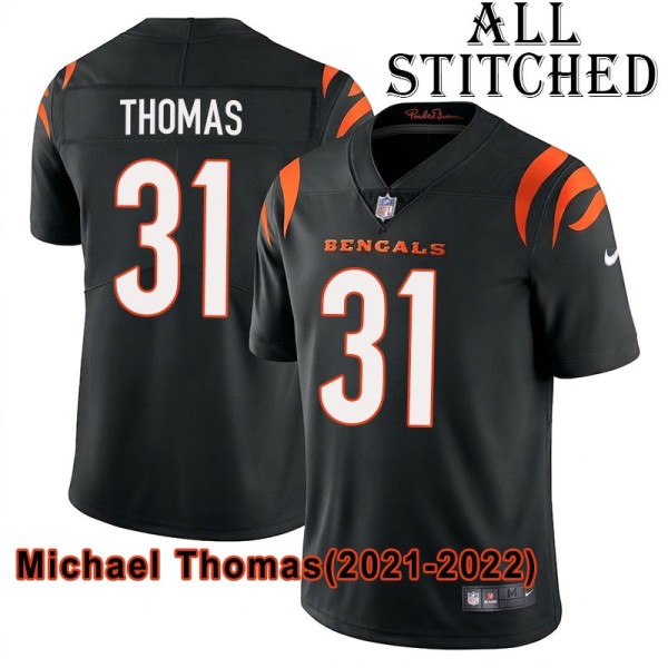 Black Home Embroidered Michael Thomas Cincinnati Bengals #31 Stitched Jersey