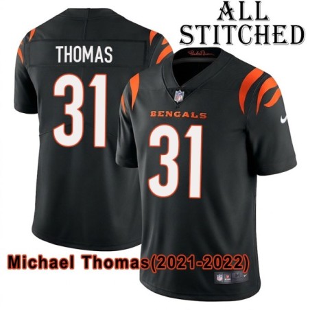Black Home Embroidered Michael Thomas Cincinnati Bengals #31 Stitched Jersey