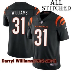 Black Home Embroidered Darryl Williams Cincinnati Bengals #31 Stitched Jersey
