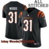 Black Home Embroidered Ickey Woods Cincinnati Bengals #31 Stitched Jersey