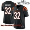 Black Home Embroidered Nate Borders Cincinnati Bengals #32 Stitched Jersey