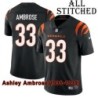 Black Home Embroidered Ashley Ambrose Cincinnati Bengals #33 Stitched Jersey