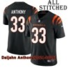 Black Home Embroidered Daijahn Anthony Cincinnati Bengals #33 Stitched Jersey