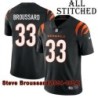 Black Home Embroidered Steve Broussard Cincinnati Bengals #33 Stitched Jersey