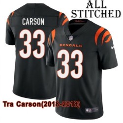 Black Home Embroidered Tra Carson Cincinnati Bengals #33 Stitched Jersey