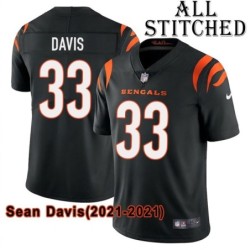 Black Home Embroidered Sean Davis Cincinnati Bengals #33 Stitched Jersey