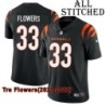 Black Home Embroidered Tre Flowers Cincinnati Bengals #33 Stitched Jersey