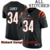Black Home Embroidered Richard Carey Cincinnati Bengals #34 Stitched Jersey