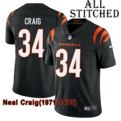 Black Home Embroidered Neal Craig Cincinnati Bengals #34 Stitched Jersey