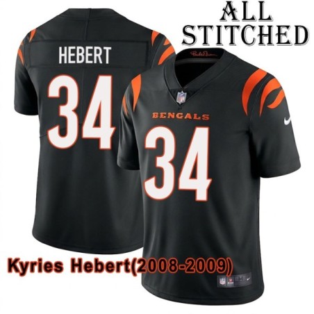 Black Home Embroidered Kyries Hebert Cincinnati Bengals #34 Stitched Jersey