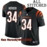Black Home Embroidered Ken Herock Cincinnati Bengals #34 Stitched Jersey