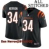 Black Home Embroidered Dan Herron Cincinnati Bengals #34 Stitched Jersey