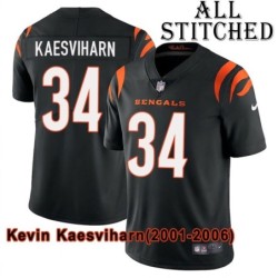 Black Home Embroidered Kevin Kaesviharn Cincinnati Bengals #34 Stitched Jersey