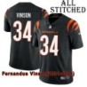 Black Home Embroidered Fernandus Vinson Cincinnati Bengals #34 Stitched Jersey