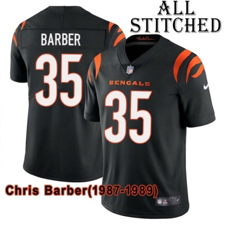 Black Home Embroidered Chris Barber Cincinnati Bengals #35 Stitched Jersey