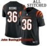 Black Home Embroidered John Busing Cincinnati Bengals #36 Stitched Jersey