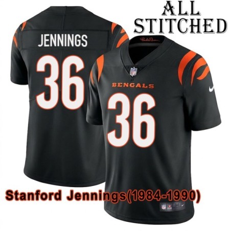 Black Home Embroidered Stanford Jennings Cincinnati Bengals #36 Stitched Jersey