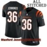 Black Home Embroidered Stanford Jennings Cincinnati Bengals #36 Stitched Jersey