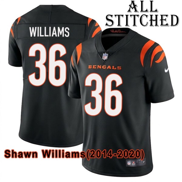 Black Home Embroidered Shawn Williams Cincinnati Bengals #36 Stitched Jersey