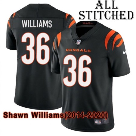 Black Home Embroidered Shawn Williams Cincinnati Bengals #36 Stitched Jersey