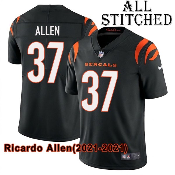 Black Home Embroidered Ricardo Allen Cincinnati Bengals #37 Stitched Jersey