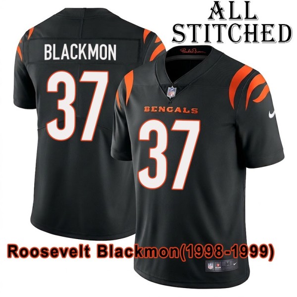 Black Home Embroidered Roosevelt Blackmon Cincinnati Bengals #37 Stitched Jersey