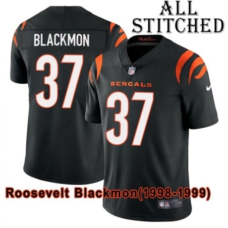 Black Home Embroidered Roosevelt Blackmon Cincinnati Bengals #37 Stitched Jersey
