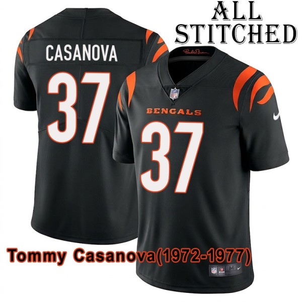 Black Home Embroidered Tommy Casanova Cincinnati Bengals #37 Stitched Jersey