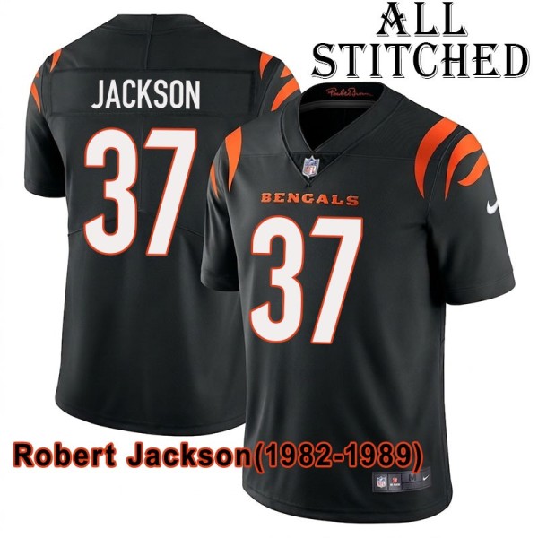 Black Home Embroidered Robert Jackson Cincinnati Bengals #37 Stitched Jersey