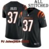 Black Home Embroidered PJ Jules Cincinnati Bengals #37 Stitched Jersey