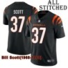 Black Home Embroidered Bill Scott Cincinnati Bengals #37 Stitched Jersey