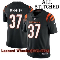 Black Home Embroidered Leonard Wheeler Cincinnati Bengals #37 Stitched Jersey