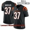 Black Home Embroidered Leonard Wheeler Cincinnati Bengals #37 Stitched Jersey