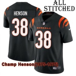 Black Home Embroidered Champ Henson Cincinnati Bengals #38 Stitched Jersey